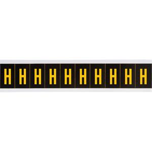 Individual Number and Letter Labels - H, Yellow on Black, 2", 10