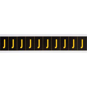 Individual Number and Letter Labels - J, Yellow on Black, 2", 10
