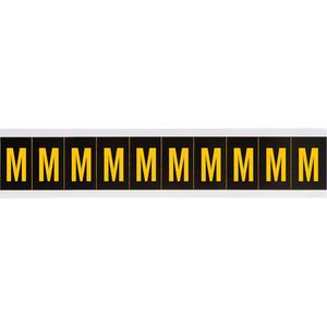 Individual Number & Letter Labels - M, Yellow on Black, 2", 10