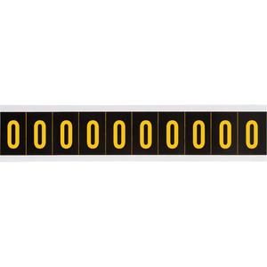 Individual Number & Letter Labels - O, Yellow on Black, 2", 10