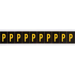 Individual Number & Letter Labels - P, Yellow on Black, 2", 10
