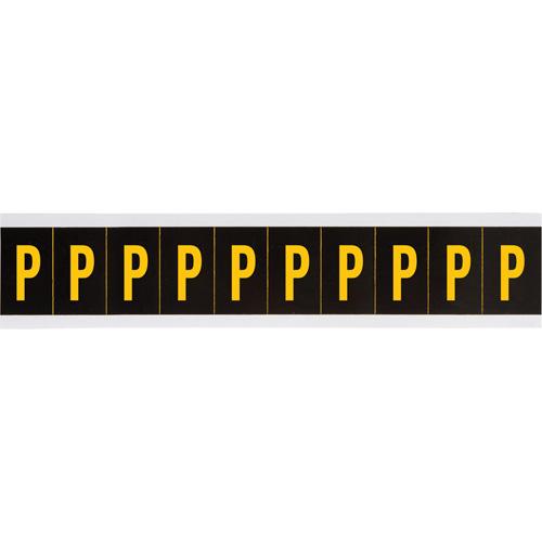 Individual Number & Letter Labels - P, Yellow on Black, 2", 10