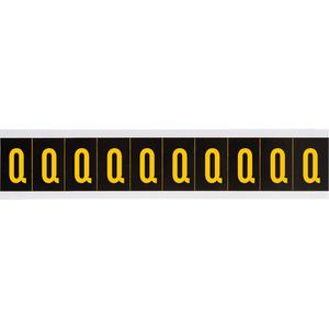 Individual Number & Letter Labels - Q, Yellow on Black, 2", 10