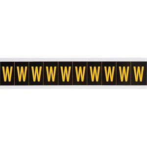 Individual Number & Letter Labels - W, Yellow on Black, 1", 10