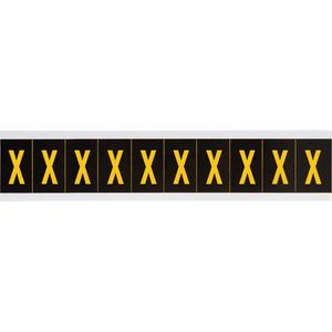 Individual Number & Letter Labels - X, Yellow on Black, 2", 10