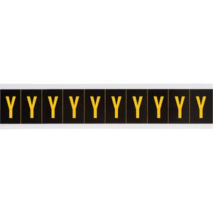 Individual Number & Letter Labels - Y, Yellow on Black, 2", 10