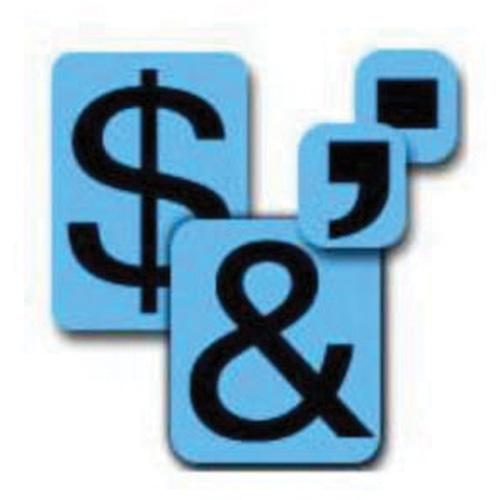 Quick-Align® Individual Number and Letter Labels - Assorted Punctuation, Black, 1", Uppercase