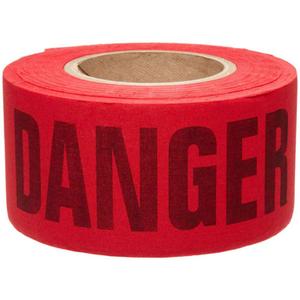 Re-Pulpable Barricade Tape - 3 mils, 135', 3", Black on Red, English, Danger Do Not Enter