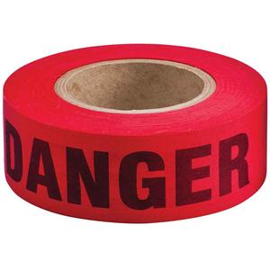 Re-Pulpable Barricade Tape - 3 mils, 135', 2", Black on Red, Bilingual, Danger