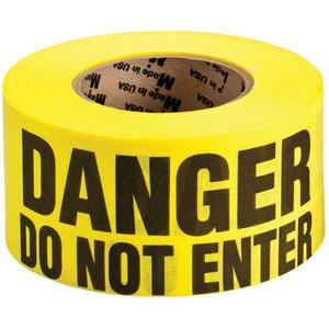 Re-Pulpable Barricade Tape - 3 mils, 135', 3", Black on Yellow, English, Danger Do Not Enter