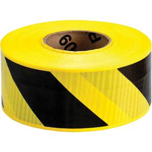 Reinforced Barricade Tape - 4 mils, 500', 3", Black on Yellow, Blank