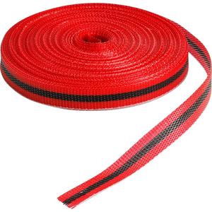 Woven Barricade Tape - 3 mils, 150', 3/4", Black on Red, Blank