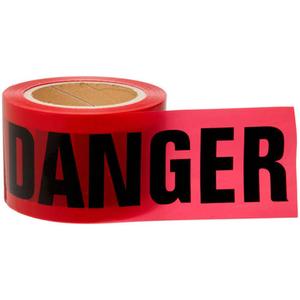 Barricade Tape - 3 mils, 200', 3", Black on Red, Bilingual, Danger