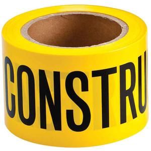 Barricade Tape - 3 mils, 200', 3", Black on Yellow, English, Caution Construction Area
