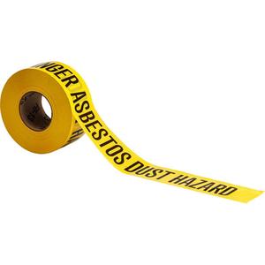 Barricade Tape - 3 mils, 200', 3", Black on Yellow, English, Danger Abestos Dust Hazard