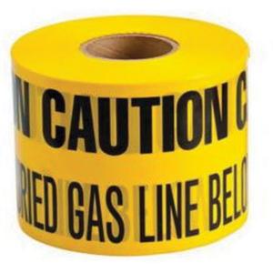 "Buried Gas Line" Identoline® Underground Warning Tape - Black on Yellow, 6", 1000', Roll, Caution Buried Gas Line Below
