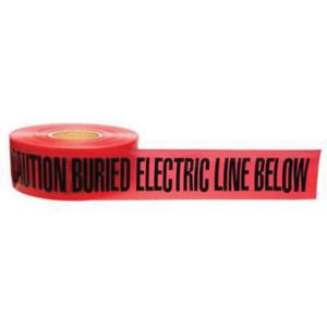 "Buried Electric Line" Identoline® Underground Warning Tape - Black on Red, 3", 1000', Roll, Caution Buried Electric Line Below