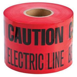 "Buried Electric Line" Identoline® Underground Warning Tape - Black on Red, 6", 1000', Roll, Caution Buried Electric Line Below