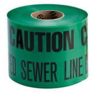 "Buried Sewer Line" Identoline® Underground Warning Tape - Black on Green, 6", 1000', Roll, Caution Buried Sewer Line Below