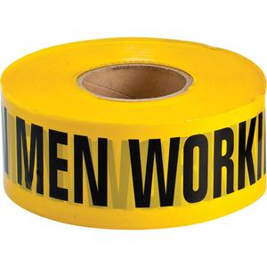 Barricade Tape - 3.5 mils, 1000', 3", Black on Yellow, English, HEAVY-DUTY, Caution Men Working
