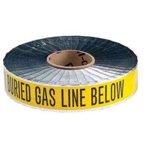 "Gas Line" Identoline® Underground Warning Tape - Black on Yellow, 2", 1000', Caution Buried Gas Line Below