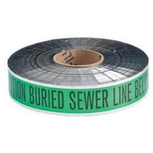 "Sewer Line" Identoline® Underground Warning Tape - Black on Green, 2", 1000', Caution Buried Sewer Line Below