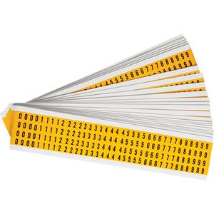 Individual Number and Letter Labels Set - 0 to 9, Black on Yellow, 1/4"