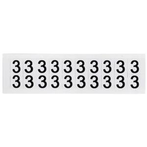 Individual Number and Letter Labels - 3, Black on White, 5/8", 20