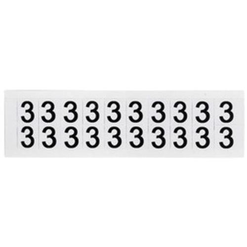Individual Number and Letter Labels - 3, Black on White, 5/8", 20