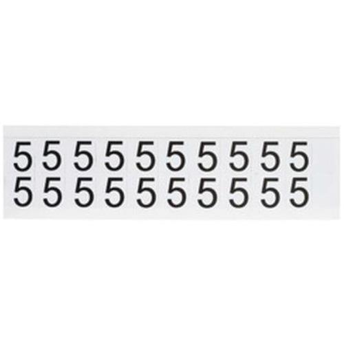 Individual Number and Letter Labels - 5, Black on White, 5/8", 20