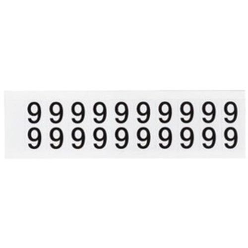 Individual Number and Letter Labels - 9, Black on White, 5/8", 20