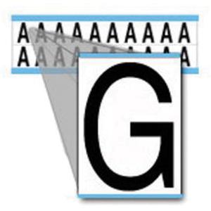 Individual Number and Letter Labels - G, Black on White, 5/8", 20