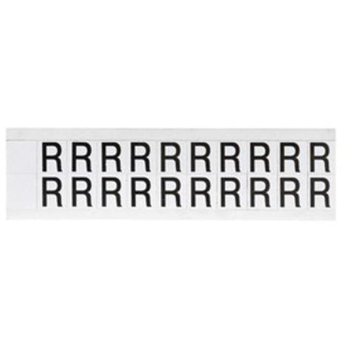 Individual Number & Letter Labels - R, Black on White, 5/8", 20