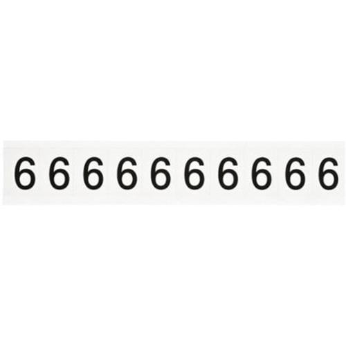Individual Number and Letter Labels - 6, Black on White, 1", 10