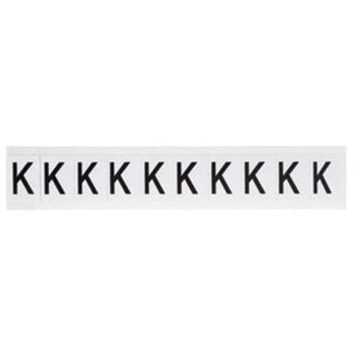 Individual Number and Letter Labels - K, Black on White, 1", 10