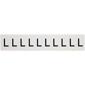 Individual Number and Letter Labels - L, Black on White, 1", 10