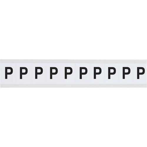 Individual Number & Letter Labels - P, Black on White, 1", 10