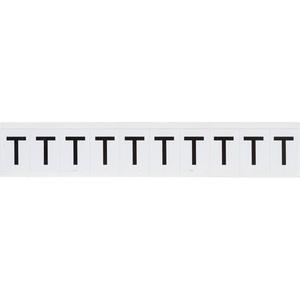 Individual Number & Letter Labels - T, Black on White, 1", 10