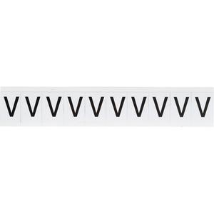 Individual Number & Letter Labels - V, Black on White, 1", 10