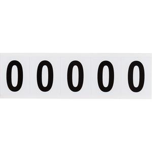 Individual Number and Letter Labels - 0, Black on White, 2", 5