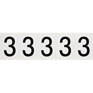 Individual Number and Letter Labels - 3, Black on White, 2", 5