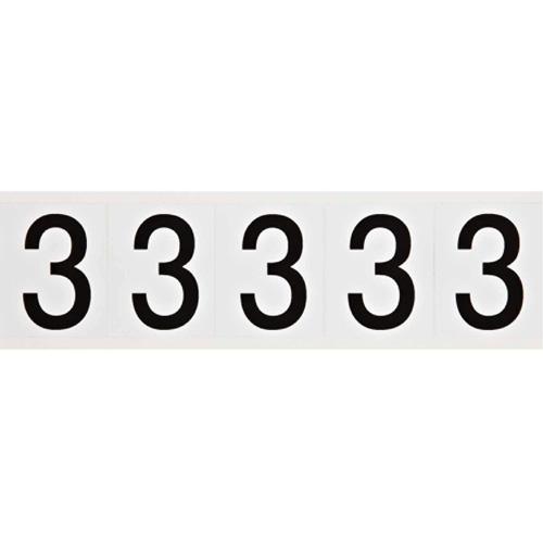 Individual Number and Letter Labels - 3, Black on White, 2", 5