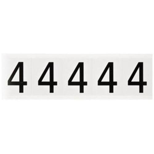 Individual Number and Letter Labels - 4, Black on White, 2", 5