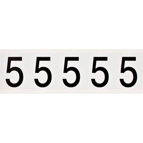 Individual Number and Letter Labels - 5, Black on White, 2", 10