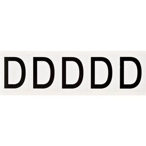 Individual Number and Letter Labels - D, Black on White, 2", 5