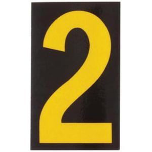 Reflective Individual Number and Letter Labels - 2, Yellow on Black, 2-1/2"