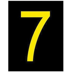 Reflective Individual Number and Letter Labels - 7, Yellow on Black, 2-1/2"
