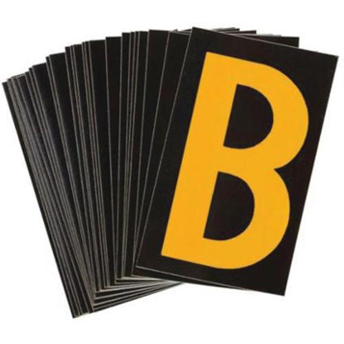Reflective Individual Number and Letter Labels - B, Yellow on Black, 2-1/2"