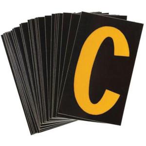 Reflective Individual Number and Letter Labels - C, Yellow on Black, 2-1/2"
