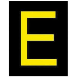 Reflective Individual Number and Letter Labels - E, Yellow on Black, 2-1/2"
